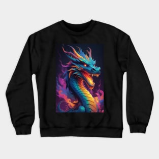 Fierce Dragon Head and Neck with Colour Designs Crewneck Sweatshirt